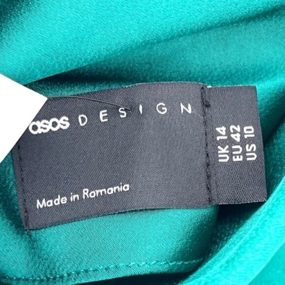 Asos Design One Shoulder Drape Bodice Detail Satin Midi Dress - US 10 - Picture 5 of 7